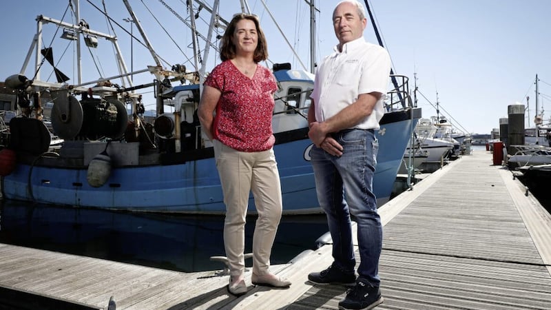 Announcing the partnership are Niamh Kenny from North Channel Wind with Davey Hill from SeaSource Offshore. Picture: Kelvin Boyes/PressEye 