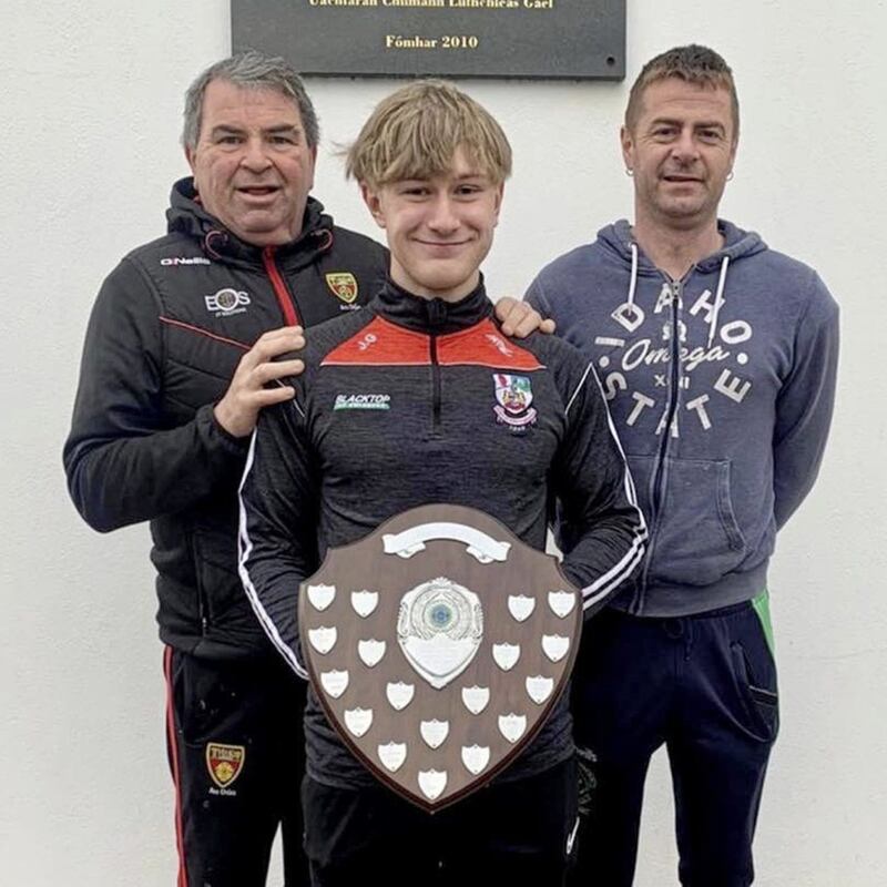 Josh Griggs after being named Brackaville&#39;s reserve player of the year for 2020 