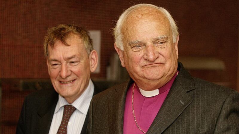 Lord Robin Eames, pictured right, co-chaired the Consultative Group on the Past with Denis Bradley, pictured left. Its proposals were derailed by the idea that all those affected by the Troubles should receive a &#39;financial gesture of recognition&#39;. 