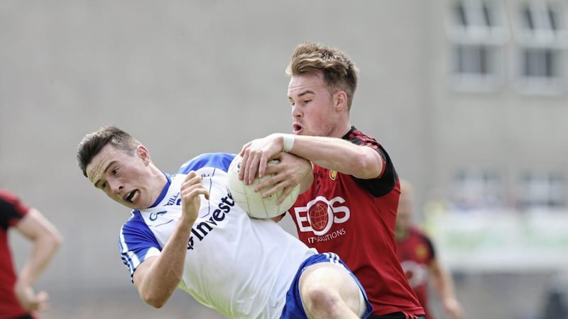 Darragh O&#39;Hanlon dispossess Monaghan&#39;s Shane Carey in last year&#39;s Ulster final. The reliable wing-back doesn&#39;t expect to play for Down again this year 