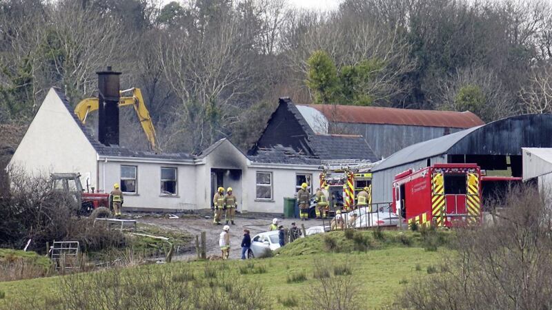 The scene of a fire near Derrylin where three generations of the same family, including a baby and two teenagers, were killed. Picture by Mal McCann 