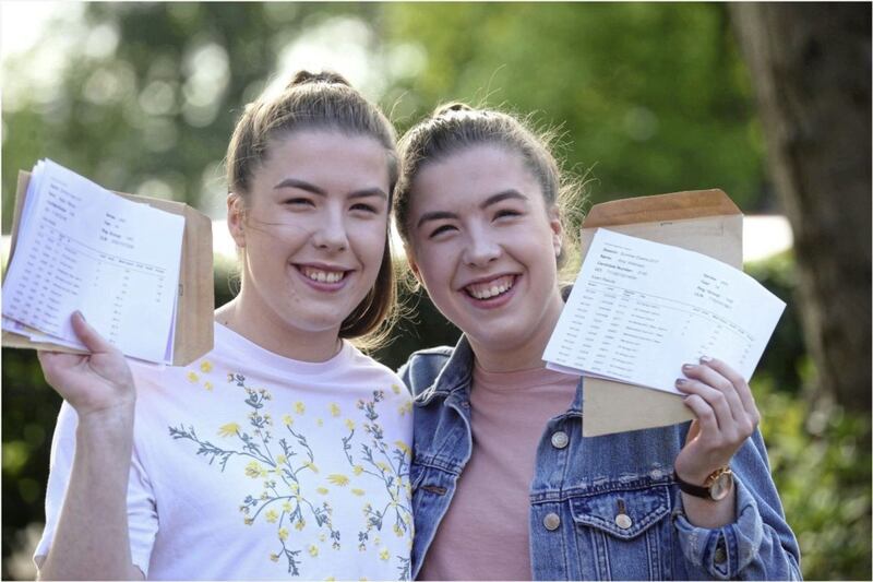 Twins at St Dominic's Grammar School for Girls Megan Wilkinson and sister Amy Wilkinson. Picture by Hugh Russell