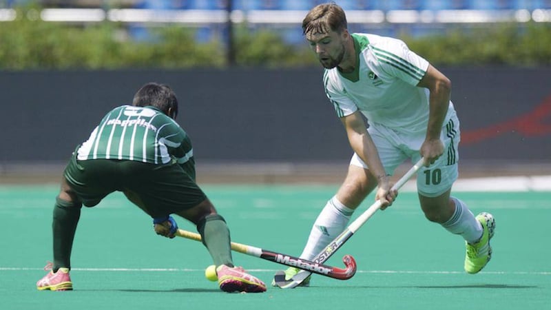Alan Sothern&#39;s goal from a penalty corner gave Ireland its first ever hockey victory over Pakistan Photograph: Frank Uijenbroek 