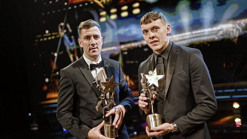 Years of commitment contributed to Diarmuid Byrnes of Limerick, left, becoming PwC Hurler of the Year and Kerry&#39;s David Clifford winning the PwC Footballer of the Year award. 