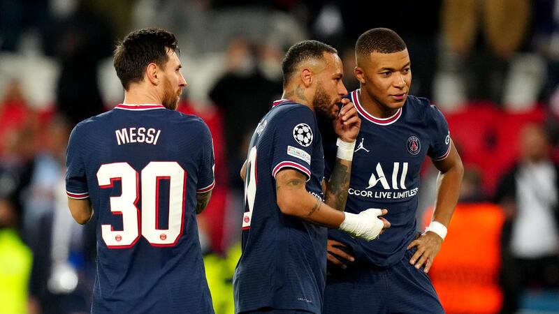 Messi, Neymar and Mbappe played in the same PSG team last season (Julien Poupart/PA)