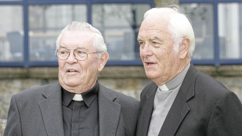 Fr Aengus Finucane and his brother Fr Jack Finucane, right, who has died Picture: Liam Burke/PA 