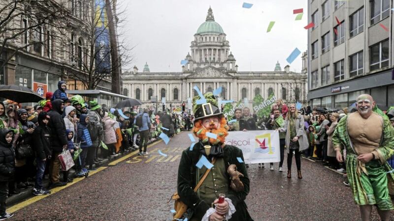 The annual St Patrick's Day parade in Belfast city centre attracts thousands of spectators. PICTURE: HUGH RUSSELL
