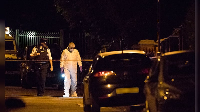 &nbsp;Police at the scene of an attack on Gerry Adams' west Belfast home. Picture by Liam McBurney, Press Association
