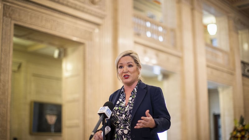 Sinn Féin Vice President Michelle O'Neill speaks to the media in the Great Hall at Parliament Buildings, Stormont, Belfast on a previous occasion. Picture by Liam McBurney/PA Wire 