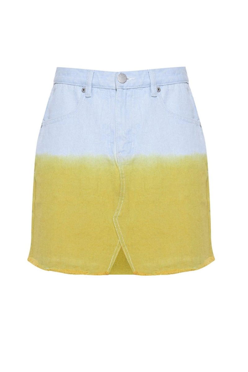 Glamorous Yellow And Blue Dip Dye Denim Mini Skirt, &pound;36 