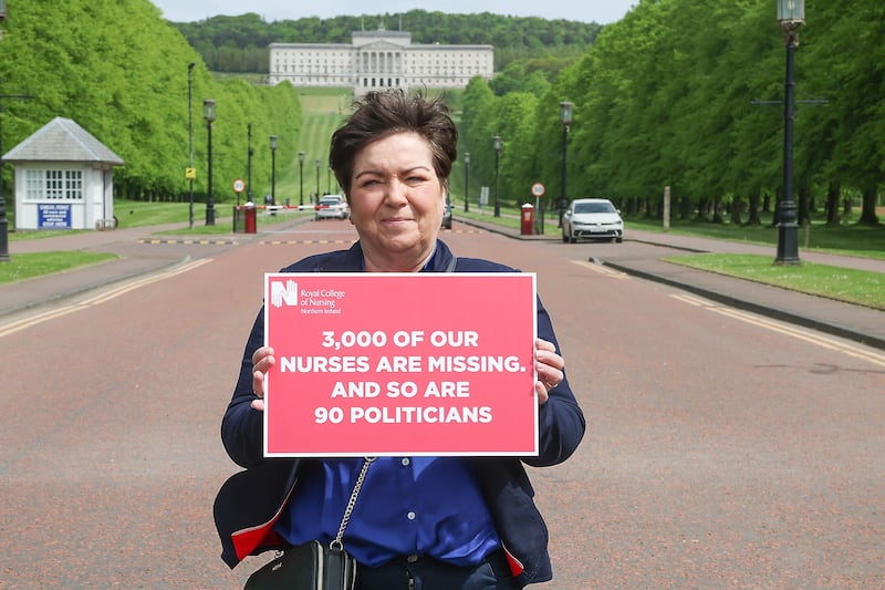 Nurses from the Royal College of Nursing staged a protest over pay at Stormont.