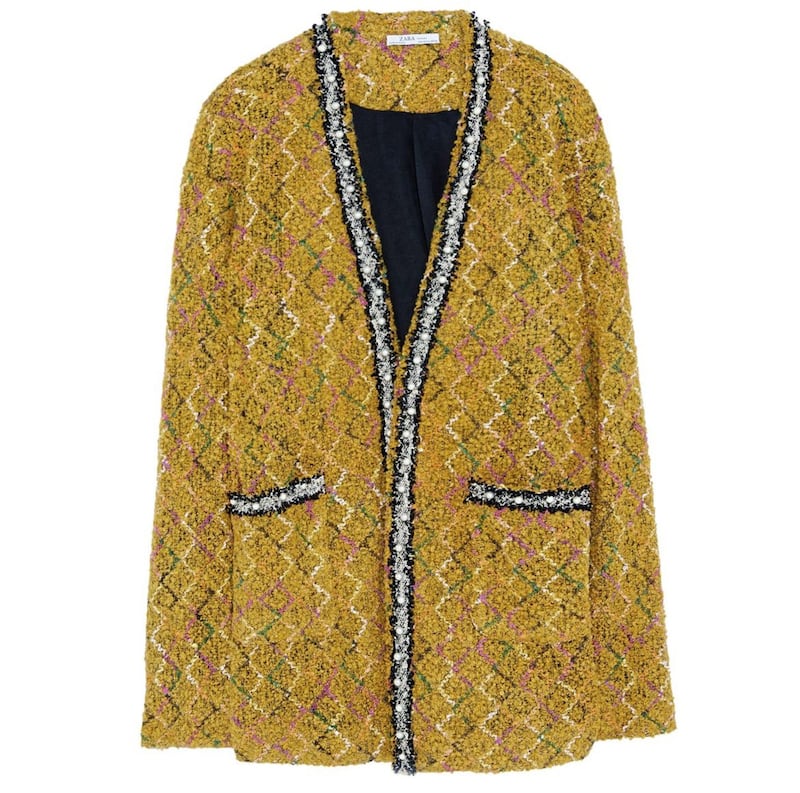Zara Tweed Jacket with Pearl Beads, &pound;49.99 