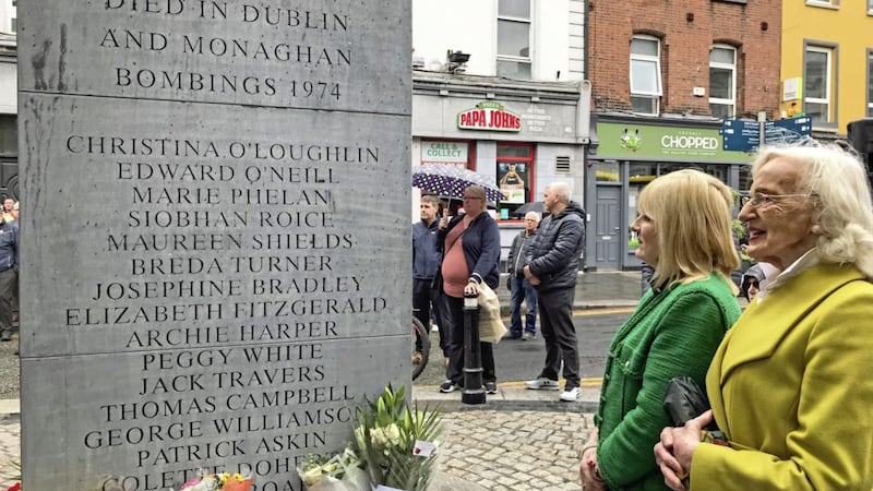 Maeve Taylor (92) and her daughter Michele Keane, both of whom were injured in the UVF Dublin Monaghan bombings, at a commemoration in Dublin in May on Friday to mark the 45th anniversary of the bombings. File picture by Michelle Devane, Press Association 
