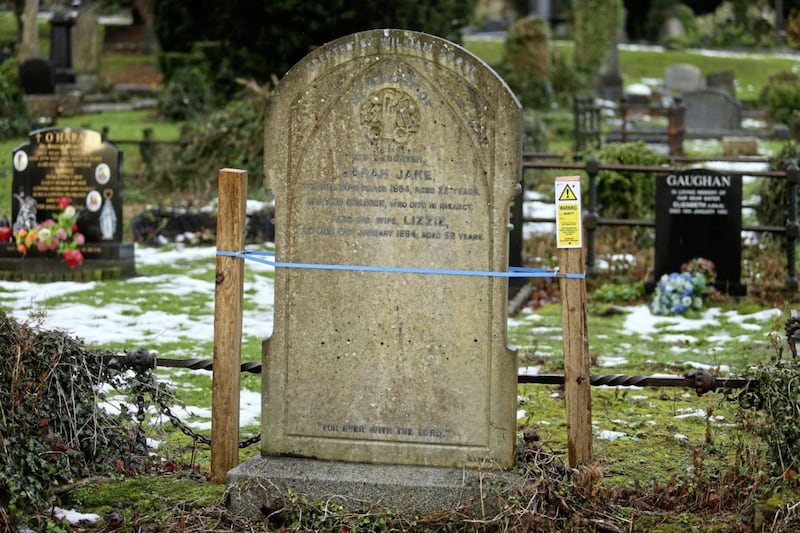 Graves in Belfast City Cemetery have been banded due to safety concerns. Picture by Mal McCann 