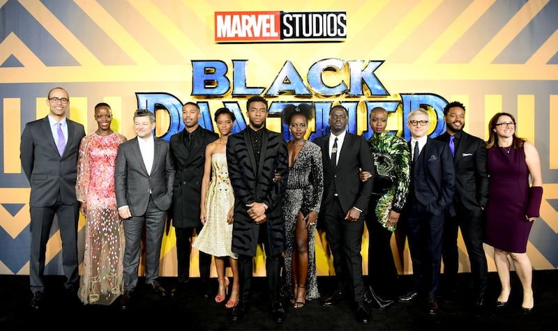 The cast and crew of Black Panther attending the film's European premiere in London
