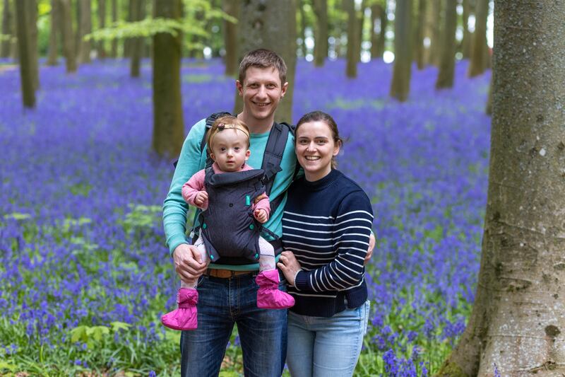 Sofia Brogden, two, with her parents Dasha and Carl