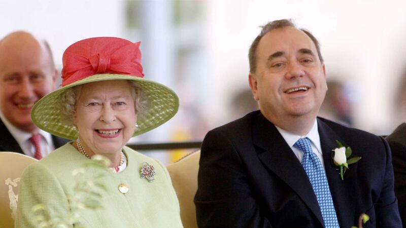 File photo dated 30/06/07 of Queen Elizabeth with Alex Salmond, as the former first minister has said that Scottish government policy on flying the Union flag was changed after a conversation with the queen&nbsp;