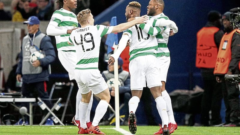 Celtic celebrate Moussa Dembele&#39;s early goal in Paris but the night went rapidly downhill from there 