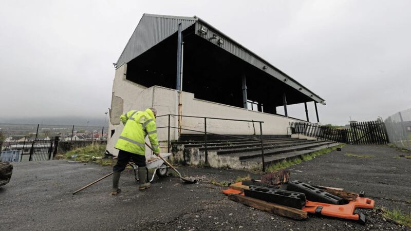 The old stand at Corrigan Park has never been replaced. 