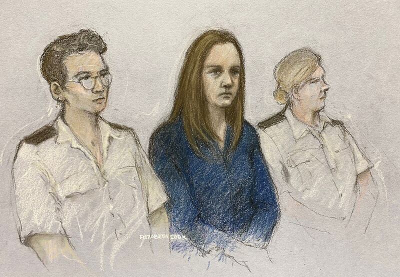 A court artist drawing of Lucy Letby earlier in the trial