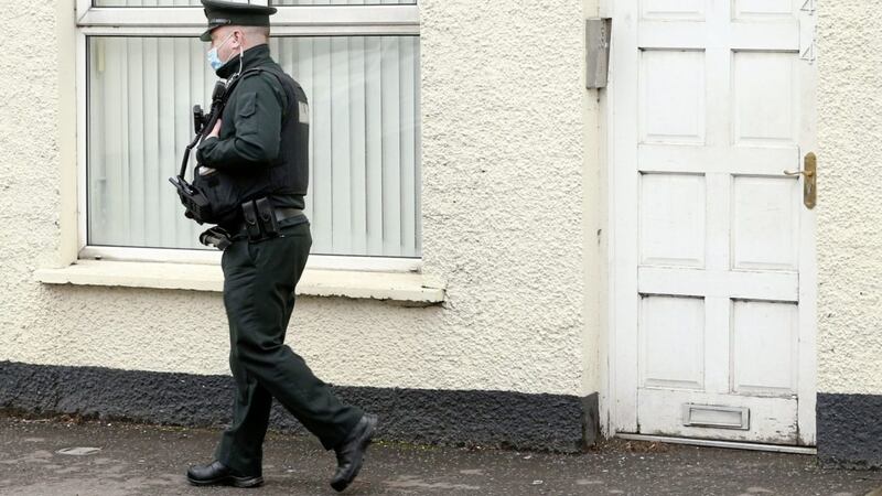 Three men were arrested on suspicion of manslaughter of a woman (20) at a flat complex in the Dromore Street area of Ballynahinch. Picture Mal McCann. 