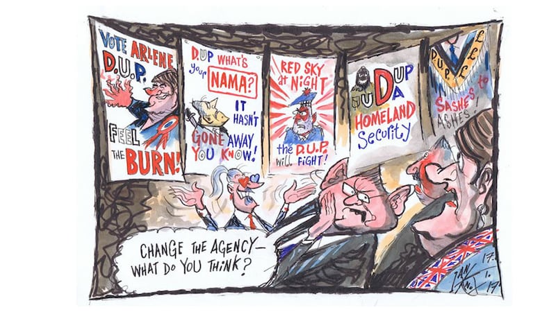 Stormont collapses and an election is called for March 2. The DUP are desperate to deflect attention from their various financial scandals. &nbsp;Ian Knox prints are available at <a href="http://shop.irishnews.com" title="http://shop.irishnews.com">shop.irishnews.com</a>.