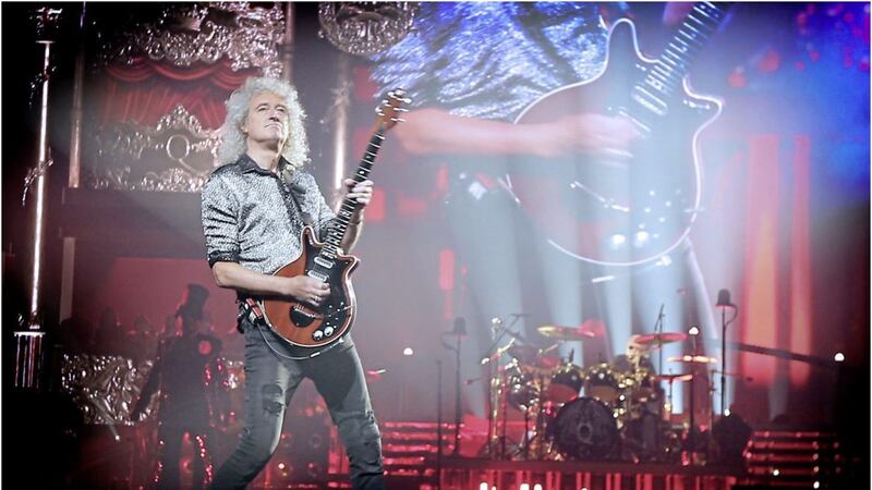 Queen + Adam Lambert in action at the SSE Arena in Belfast last Friday. Picture by Hugh Russell 