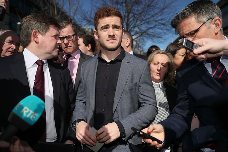 &nbsp;Paddy Jackson outside the court after being acquitted. Picture by Brian Lawless, PA