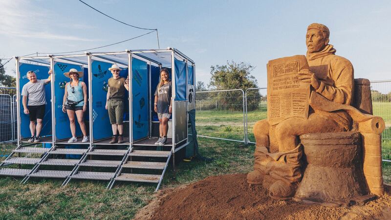 Festival-goers will see the 2.5-metre high model which has been built using Glastonbury’s own mud.