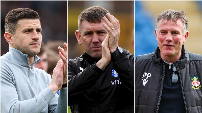 John Mousinho, Dave Challinor and Phil Parkinson, left to right, have promotion in their grasp