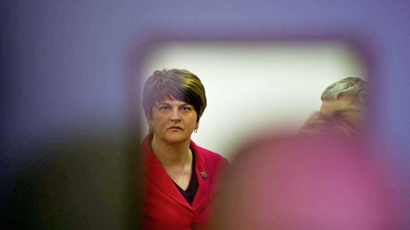 DUP leader Arlene Foster at the election count in Omagh Leisure Centre 