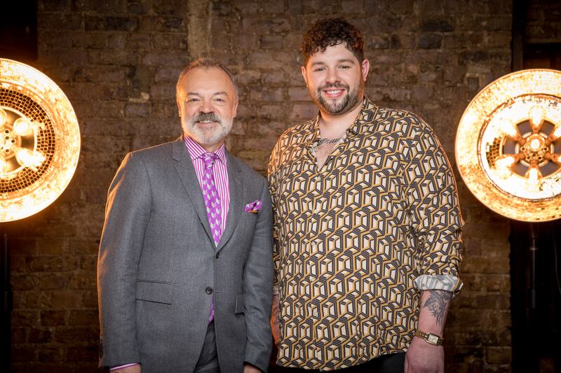 James Newman with the BBC's Eurovision host Graham Norton