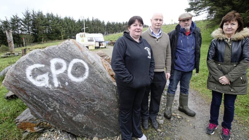 Residents opposed to the mine pictured close to the GPO at Greencastle in Co Tyrone 