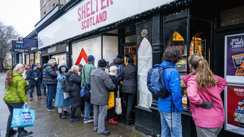 Customers queued up for the sale at the Shelter Scotland shop in Stockbridge