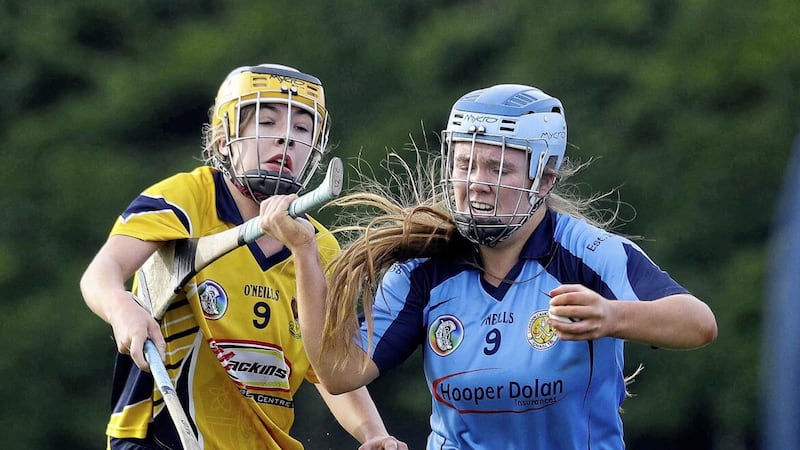 A goal from Beth Fitzpatrick (left) put Clonduff well on the way to victory over Liatroim in their opening Down Senior Camogie Championship tie 
