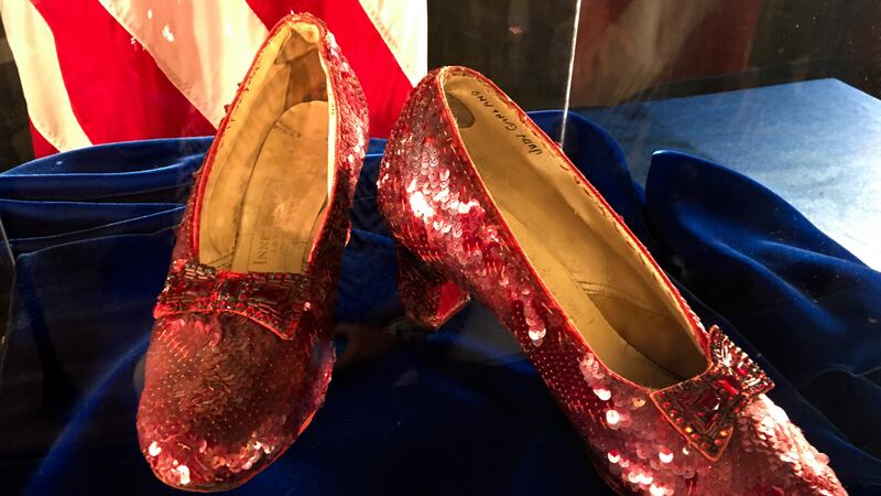The ruby slippers once worn by Judy Garland in the The Wizard Of Oz (Jeff Baenen/AP)