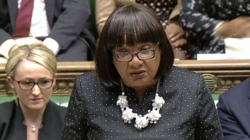 Shadow home secretary Diane Abbott speaks after asking an urgent question on the Windrush controversy in the House of Commons, London. The prominent Labour MP was pressed by Piers Morgan yesterday Good Morning Britain to declare her position on an amnesty for illegal immigrants PICTURE: PA 