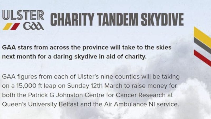 The skydive will raise funds for Air Ambulance NI and Prostate Cancer research 