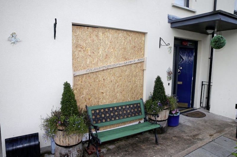 The damage caused to James Murtagh's home when a rock was thrown at his window in Ravenhill Avenue east Belfast Picture Mal McCann.