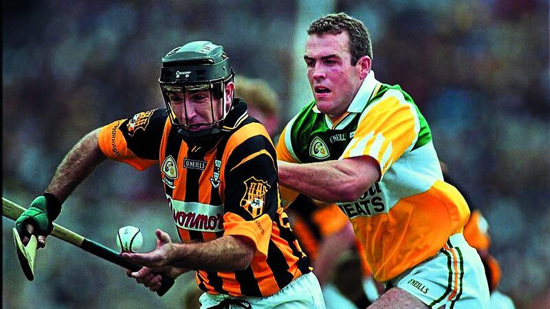 With a resounding 5-15 to 1-14 defeat of the Faithful, Kilkenny, having lost the previous two finals, avoided being the first county to lose three consecutive deciders. Man-of-the-match DJ Carey, pictured above on the way to scoring his second goal, finished with 2-4 against his name. This loss to the Cats was the end of the road for a great Offaly side, and the beginning of a decade of domination for Brian Cody's brilliant Kilkenny team