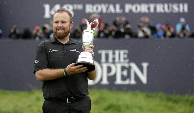 Shane Lowry celebrates with the Claret Jug after winning The Open Championship 2019 at Royal Portrush Golf Club. Picture by David Davies/PA