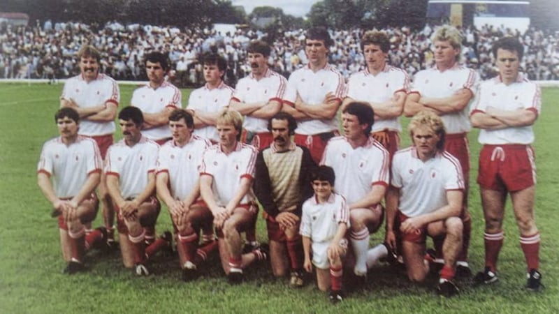Ciaran McGarvey (back row, fourth from right) with the rest of his Tyrone team-mates 