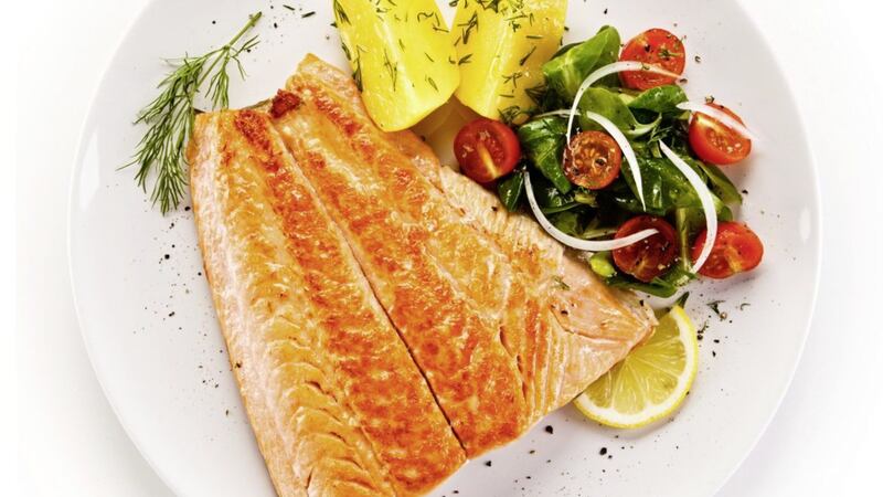 Fish dish - grilled salmon and vegetables 
