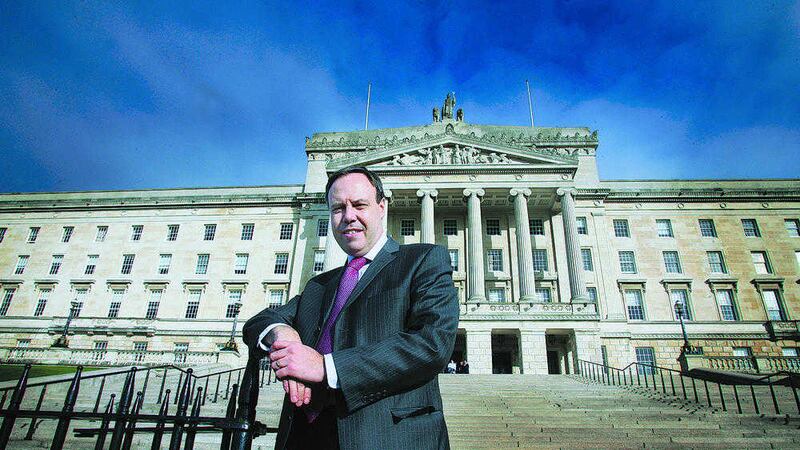Nigel Dodds DUP pictured outside Stormont. Picture by Hugh Russell 