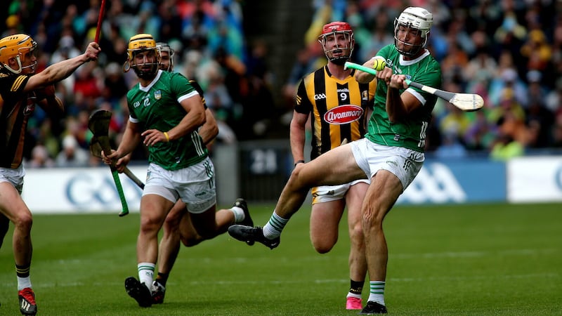 Kyle Hayes of Limerick executes a pass during Sunday's All-Ireland SHC final at Croke Park Picture by Seamus Loughran