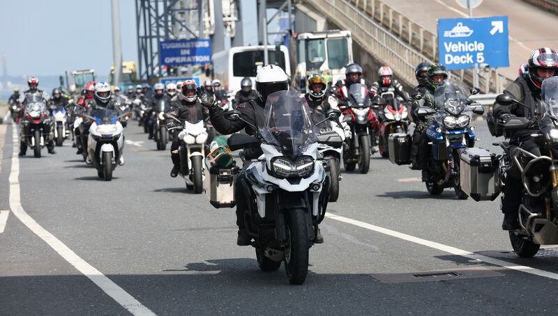 Motorbikes arrive  for the iconic North West 200 from the Stena Line Cairnryan to Belfast ferry on Thursday.
PIC COLM LENAGHAN