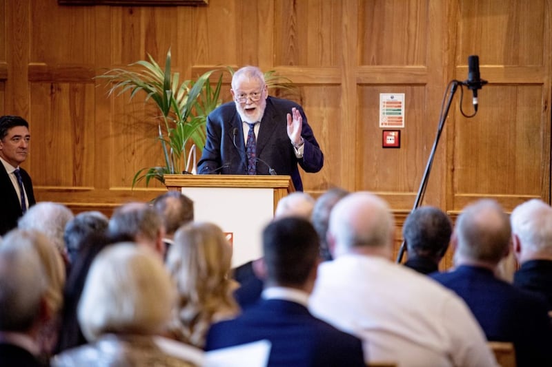Michael Longley recited a new poem, Canticle, written for the Chaplaincy jubilee. Picture by Andrew Towe. 