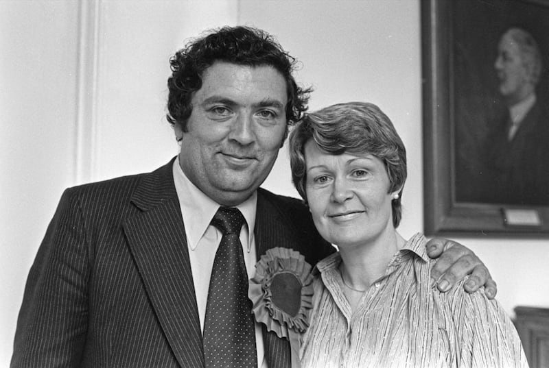 John Hume and wife Pat in 1979 after winning his seat in the European Parliament. Picture by Pacemaker 