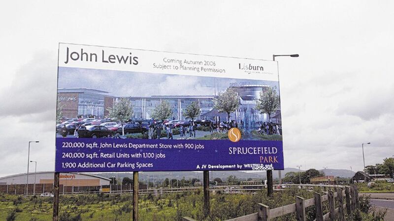 A billboard from 2005 advertising the John Lewis store planned for Sprucefield on the outskirts of Lisburn 