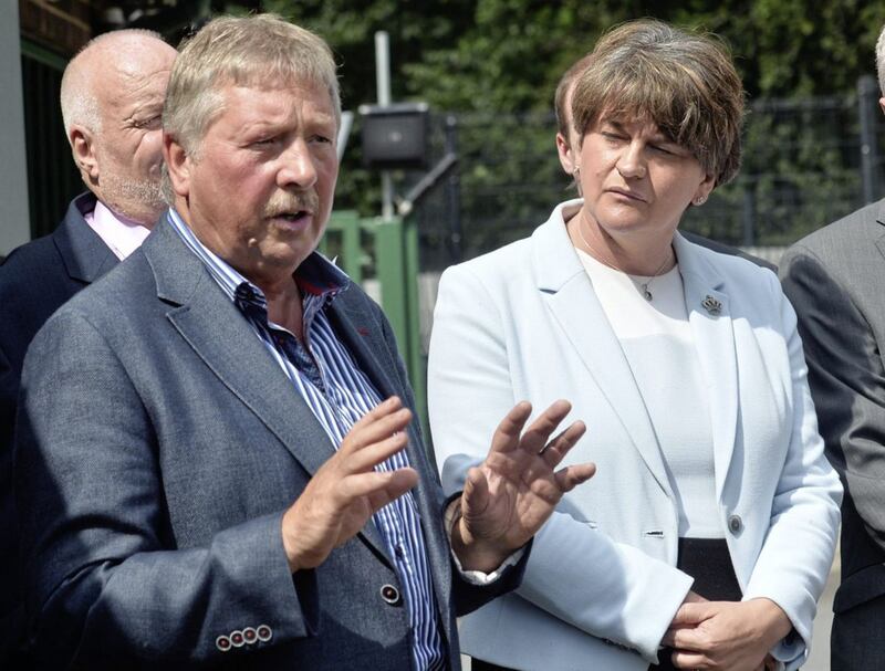 Sammy Wilson with DUP leader Arlene Foster. Picture by Colm Lenaghan/Pacemaker